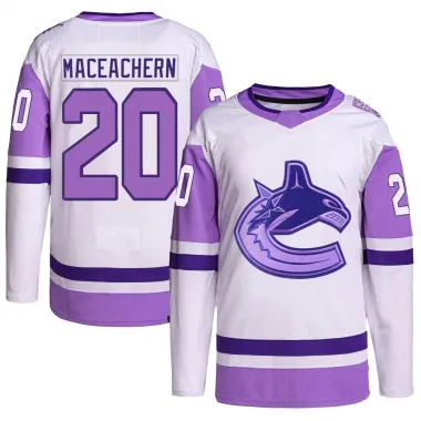 White/Purple Youth Mackenzie MacEachern Authentic Vancouver Canucks Hockey Fights Cancer Primegreen Jersey
