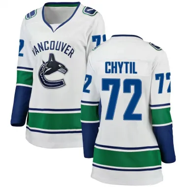 White Women's Filip Chytil Breakaway Vancouver Canucks Away Jersey