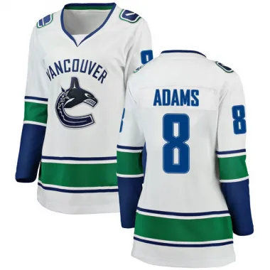 White Women's Greg Adams Breakaway Vancouver Canucks Away Jersey