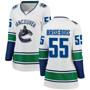 White Women's Guillaume Brisebois Breakaway Vancouver Canucks Away Jersey