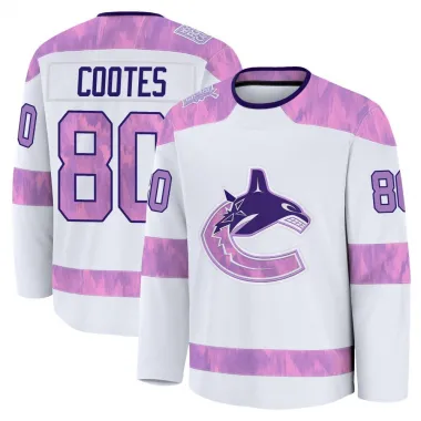 White Youth Braeden Cootes Premium Vancouver Canucks 2024 Hockey Fights Cancer Practice Jersey