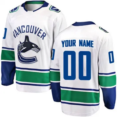 White Youth Custom Breakaway Vancouver Canucks Away Jersey