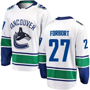 White Youth Derek Forbort Breakaway Vancouver Canucks Away Jersey