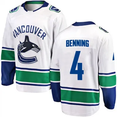 White Youth Jim Benning Breakaway Vancouver Canucks Away Jersey