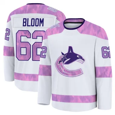 White Youth Josh Bloom Premium Vancouver Canucks 2024 Hockey Fights Cancer Practice Jersey