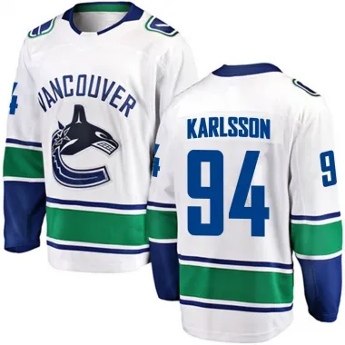 White Youth Linus Karlsson Breakaway Vancouver Canucks Away Jersey