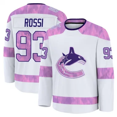 White Youth Marco Rossi Premium Vancouver Canucks 2024 Hockey Fights Cancer Practice Jersey