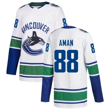 White Youth Nils Aman Authentic Vancouver Canucks Away Jersey